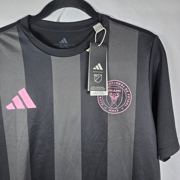 Adidas Inter Miami CF Messi 10 Soccer Jersey Black Grey Pink XL JW4340 NWT Mens - Picture 6 of 10